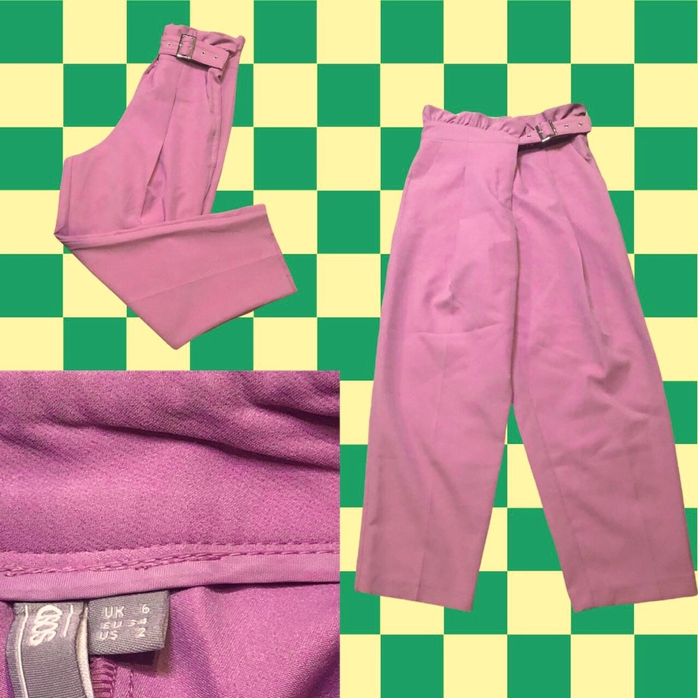 Purple/Pink Asos High waisted paper bag trousers